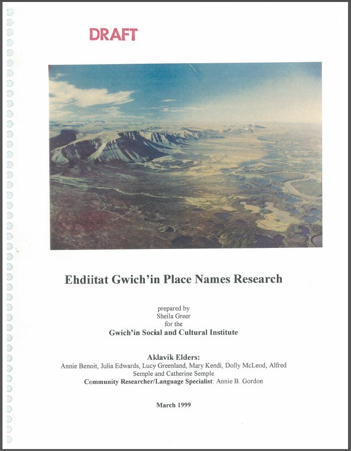 Ehdiitat Gwich'in Place Names Research - report cover
