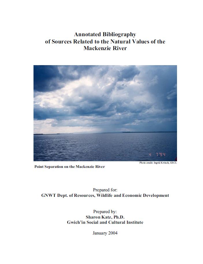 Annotated bibliography of sources related to the Natural Values of the Mackenzie River report cover